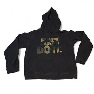 NIKE Kids Black Hoodie JUST DO IT in Camo